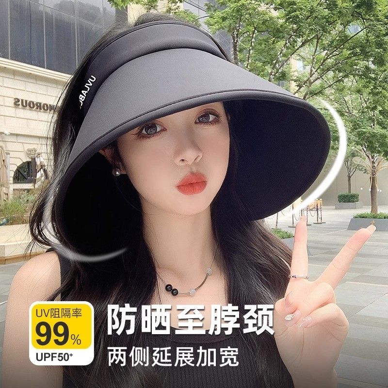 sun protection sun hat for women 2024 new summer big brim wrap-around uv sun hat ice silk topless hat