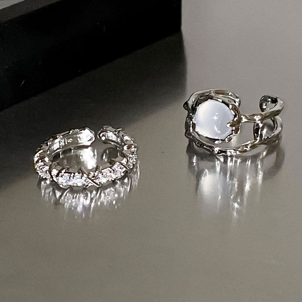 two-piece moonlight ring open ring special-interest design simple bracelet index finger french self-discipline ring