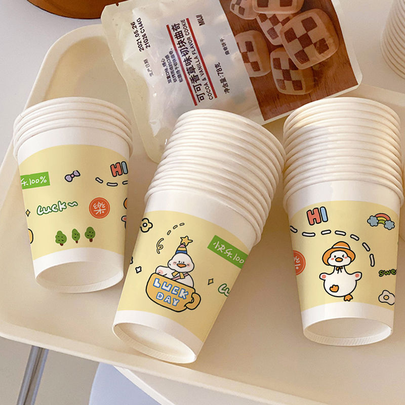 disposable cups paper cups thiened water cup household extra thi ins style cute paper cup office commercial wholesale cheap