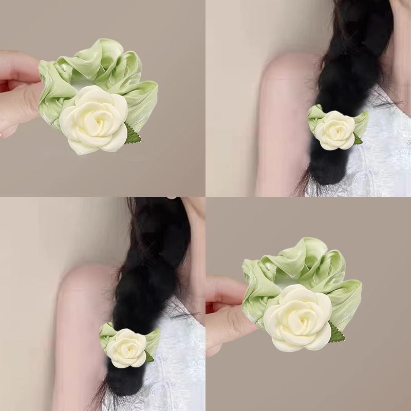 romantic camellia! white camellia large intestine hair ring! ponytail balls head rope sweet rubber band headdress female summer