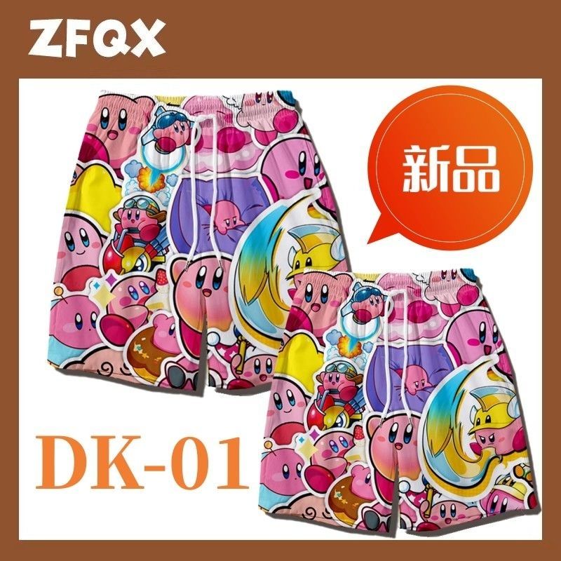 summer new kirby shorts loose sports cartoon casual pants five-point couple same style student beach pants