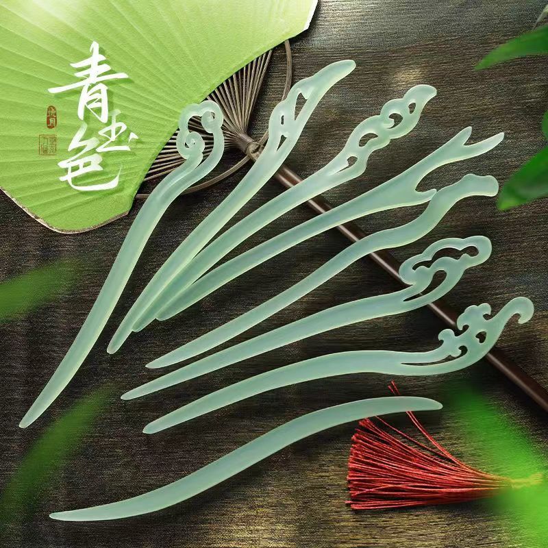 chasing teacher daily hairpin simple modern hairpin female summer cheongsam updo imitation jade hairpin high sense hair clip headdress