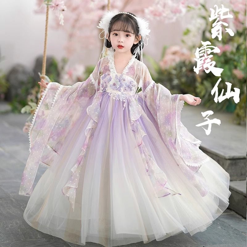 hanfu girls‘ new chinese style little girl super fairy ancient costume dress ancient style children‘s jacket and dress summer thin