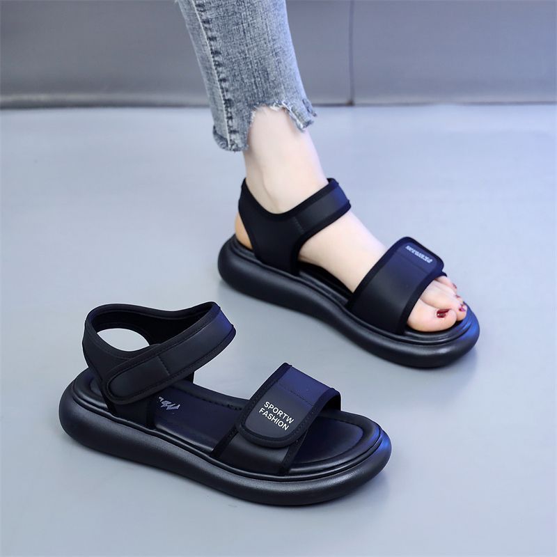 2024 summer new sandals women‘s shoes breathable lightweight soft sole velcro beach shoes ins trendy sports shoes