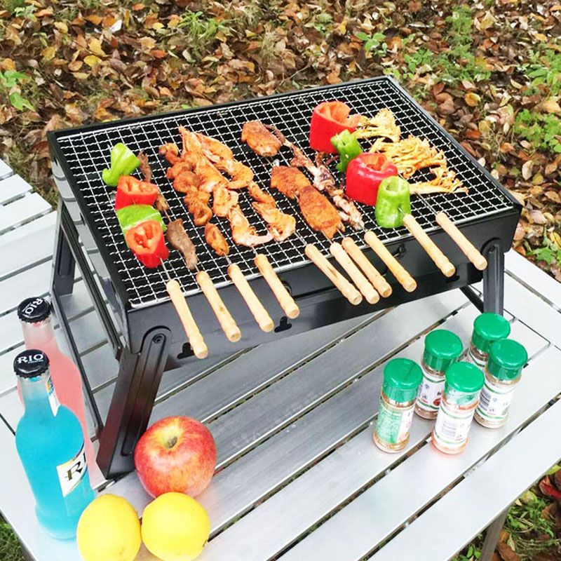 portable household outdoor barbecue grill folding barbecue grill charcoal oven kebabs barbecue tools full set