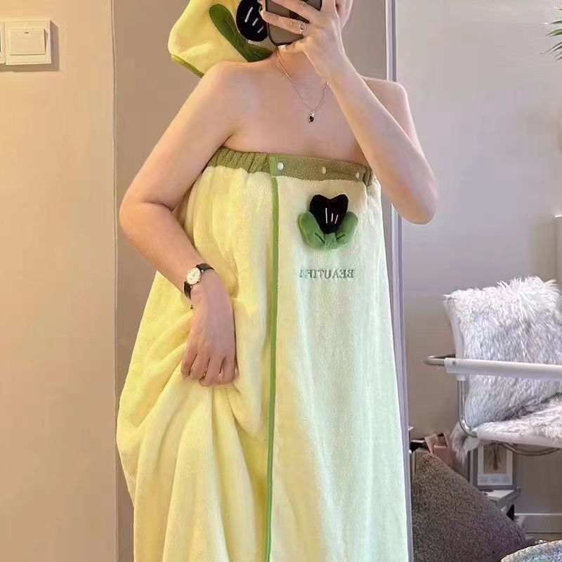 cute bath towel women can wear and wrap the whole body large size three-piece suit of bath towel bath skirt can wear dormitory extended