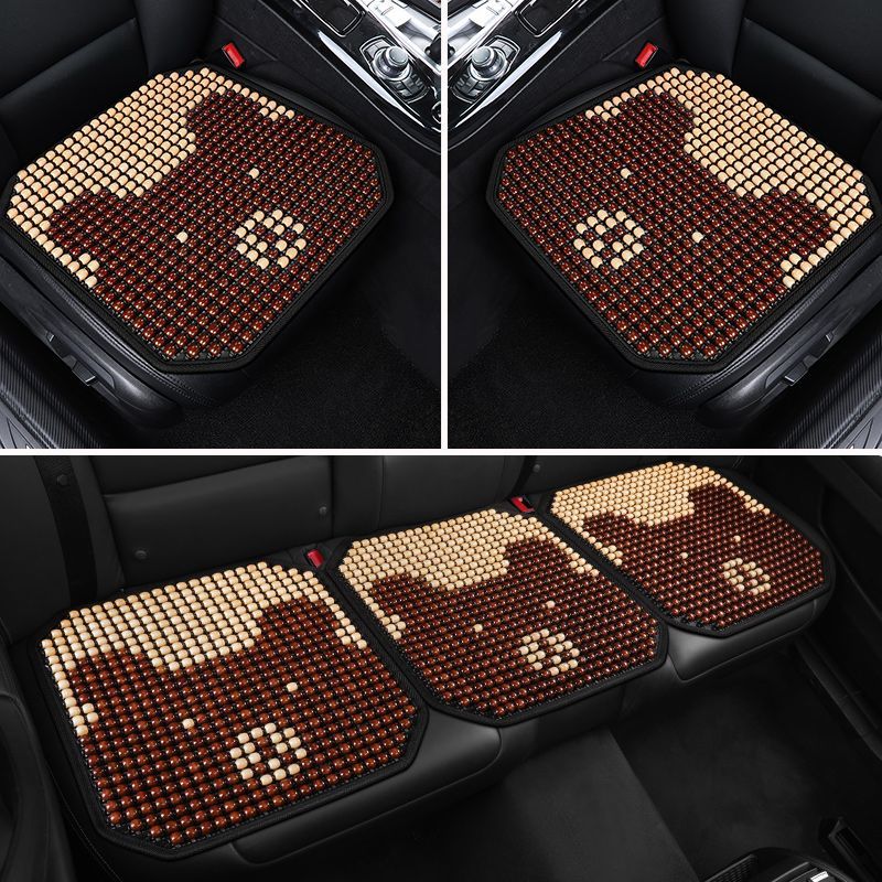 cartoon wooden bead electric car seat cushion cooling mat for summer round beads three-piece single piece seat cushion single breathable four seasons universal