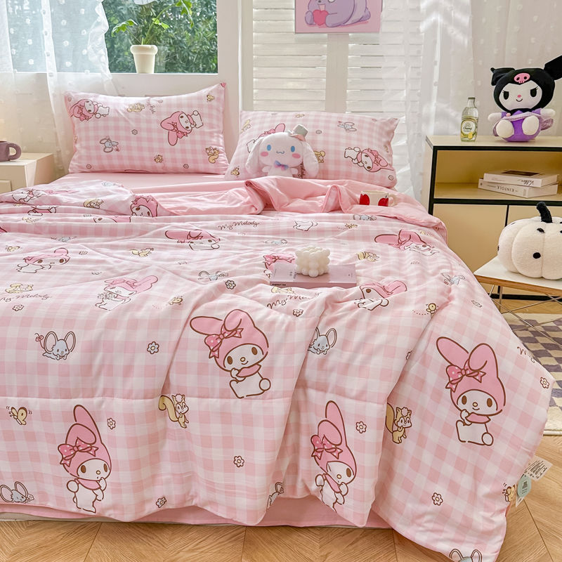 sanrio girl heart summer quilt four-piece cartoon class a washed cotton meilti air conditioner quilt summer machine washable