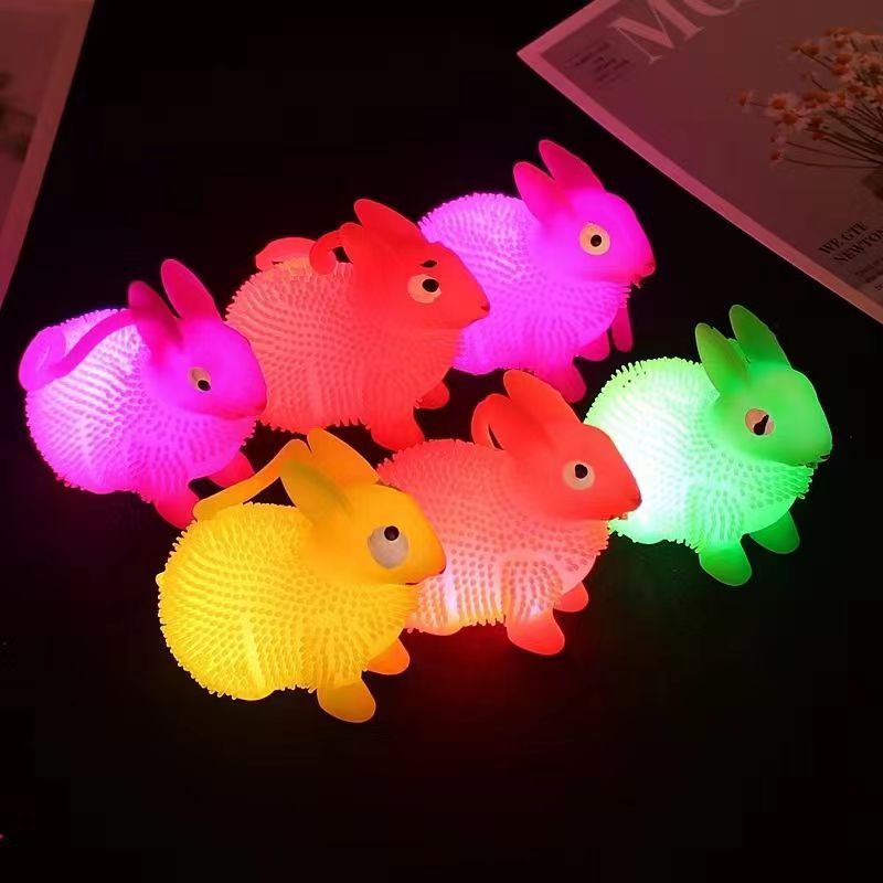 colorful flash bunny luminous rabbit toy luminous rabbit squeezing toy children‘s toy stall night market wholesale