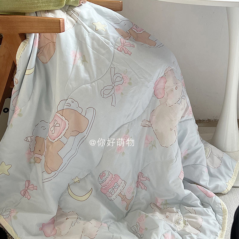 cute puppy summer blanket single airable cover machine washable summer student dormitory thin duvet 2024 cool quilt