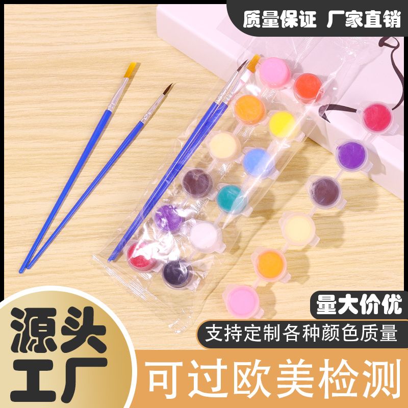 children‘s handmade 12-color hand-painted watercolor diy painting graffiti plaster oil-painting 6-piece pigment strip small box