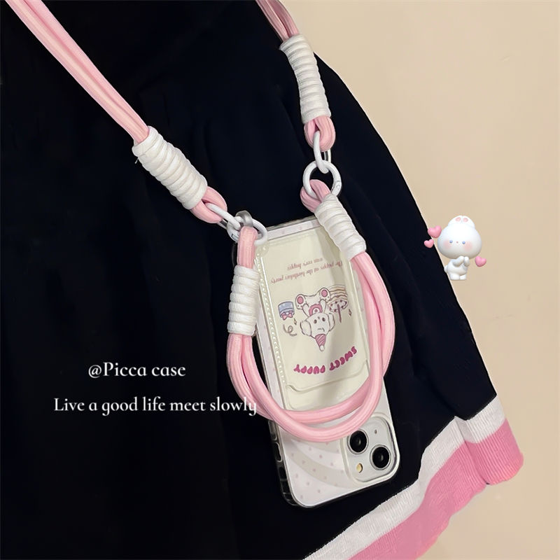 korean style ins girl cake dog crossbody portable iphone15 phone case apple 14/13 card holder 12 women‘s