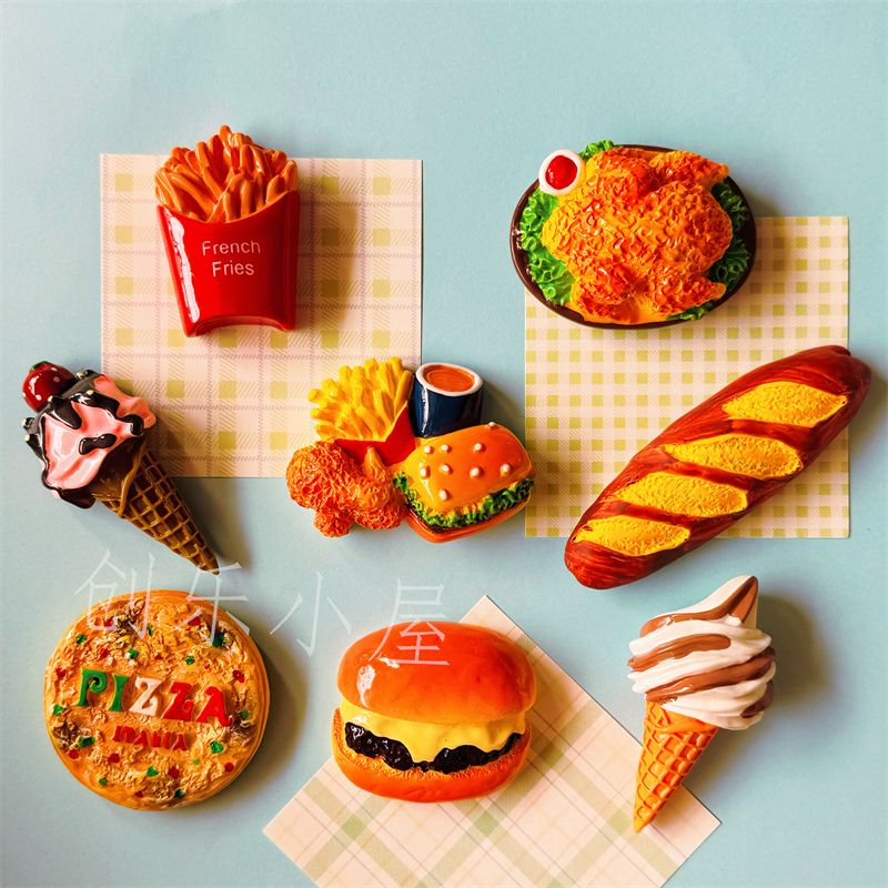 heat series hot good-looking simulation gourmet refridgerator magnets ice cream hamburger high quality magnetic burger pizza