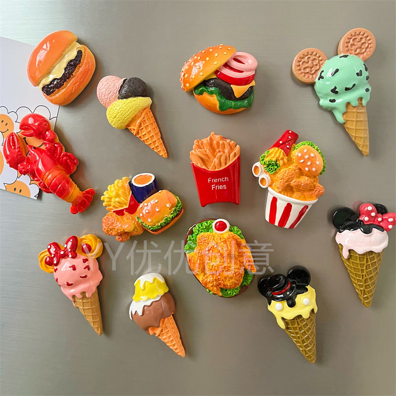 refridgerator magnets ins good-looking simulation ice cream ice cream cute large size magnetic paste 3d food diy magnetic