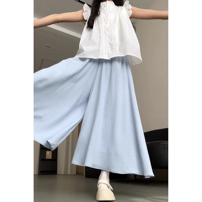 western style niche summer 2024 popular pantskirt small drape casual outdoor pleated high waist skirt