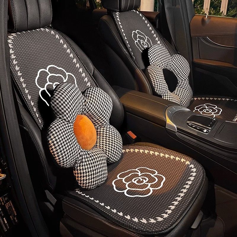 car cushion summer girls‘ four seasons universal camellia comfortable breathable seat cushion seven-piece goddess half pack seat cushion