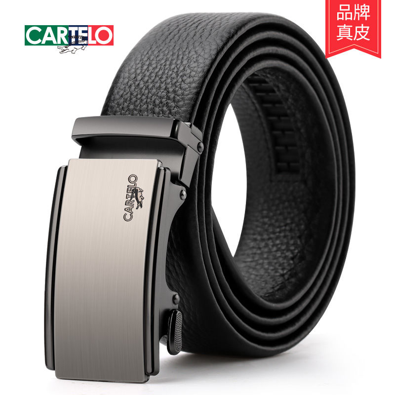 cartelo crocodile men‘s leather belt automatic buckle new lengthened plus size casual durable trendy belt men‘s dad