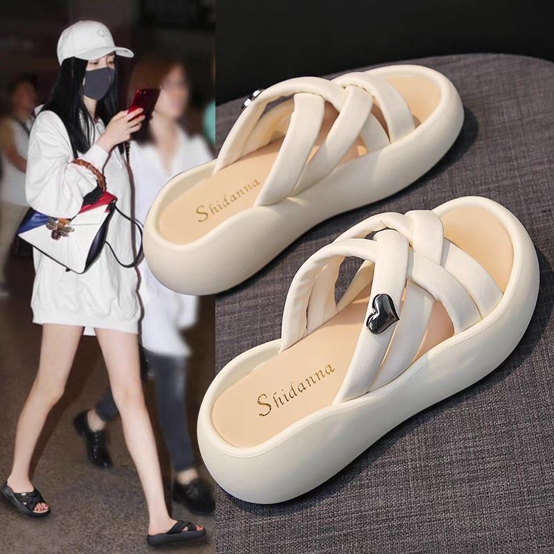 2024 new summer internet celebrity super hot niche high-grade sandals women‘s fashion outerwear thick bottom inner match match skirt