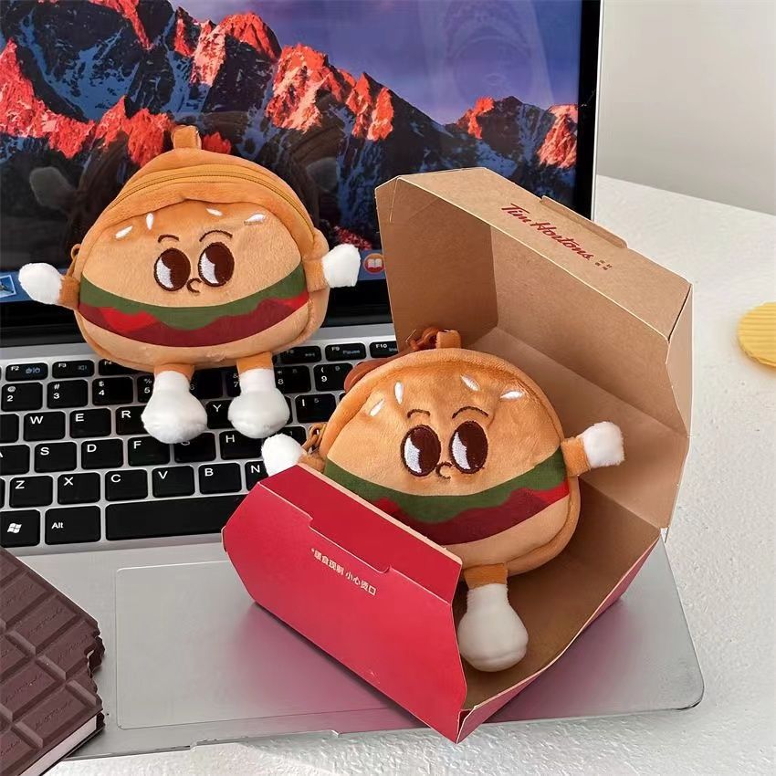 ins cute cartoon hamburger coin purse all-match storage new bags pendant japanese keychain good-looking