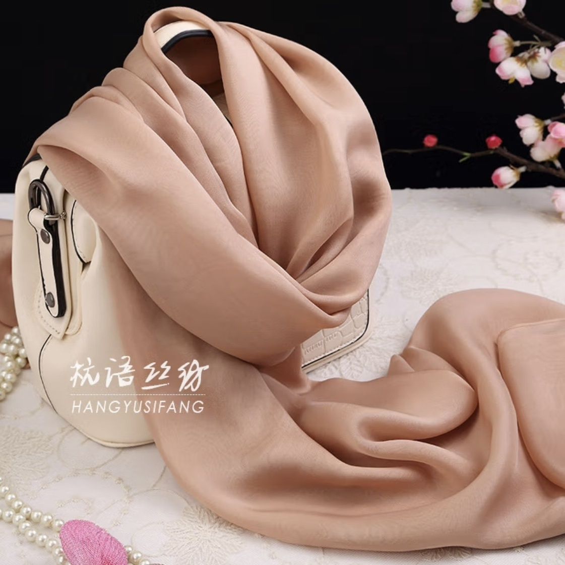 high-end versatile shawl mulberry silk pure color all-matching long silk scarf 100 summer sunscreen scarf spring and autumn silk