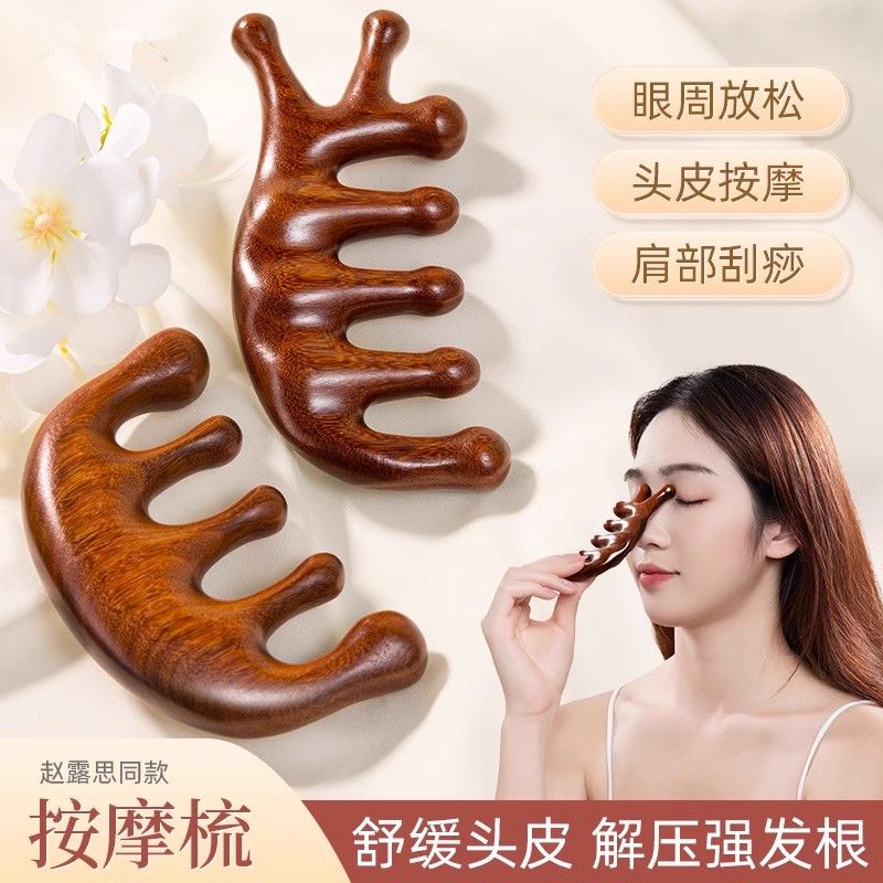 massage comb ebony meridian acupuncture point head massage anti-hair loss eye universal five finger massage comb sub gua sha scraping massage tool