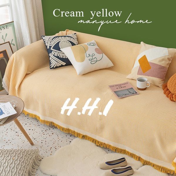 h.h.ijia ins style cream solid color sofa cover cloth non-slip full covered cover towel sofa cover universal universal