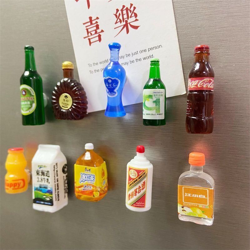 xinke li wine bottle reduction beverage refridgerator magnets best-seller on douyin diy simulation magnetic sticker kitchen decorative sticker magnet