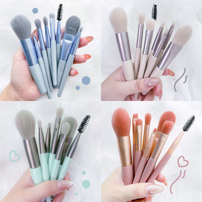 li jiaqi 8 pcs leather bag makeup brush suit eye shadow eyesh brush lip eye brush full set of tools for beginners