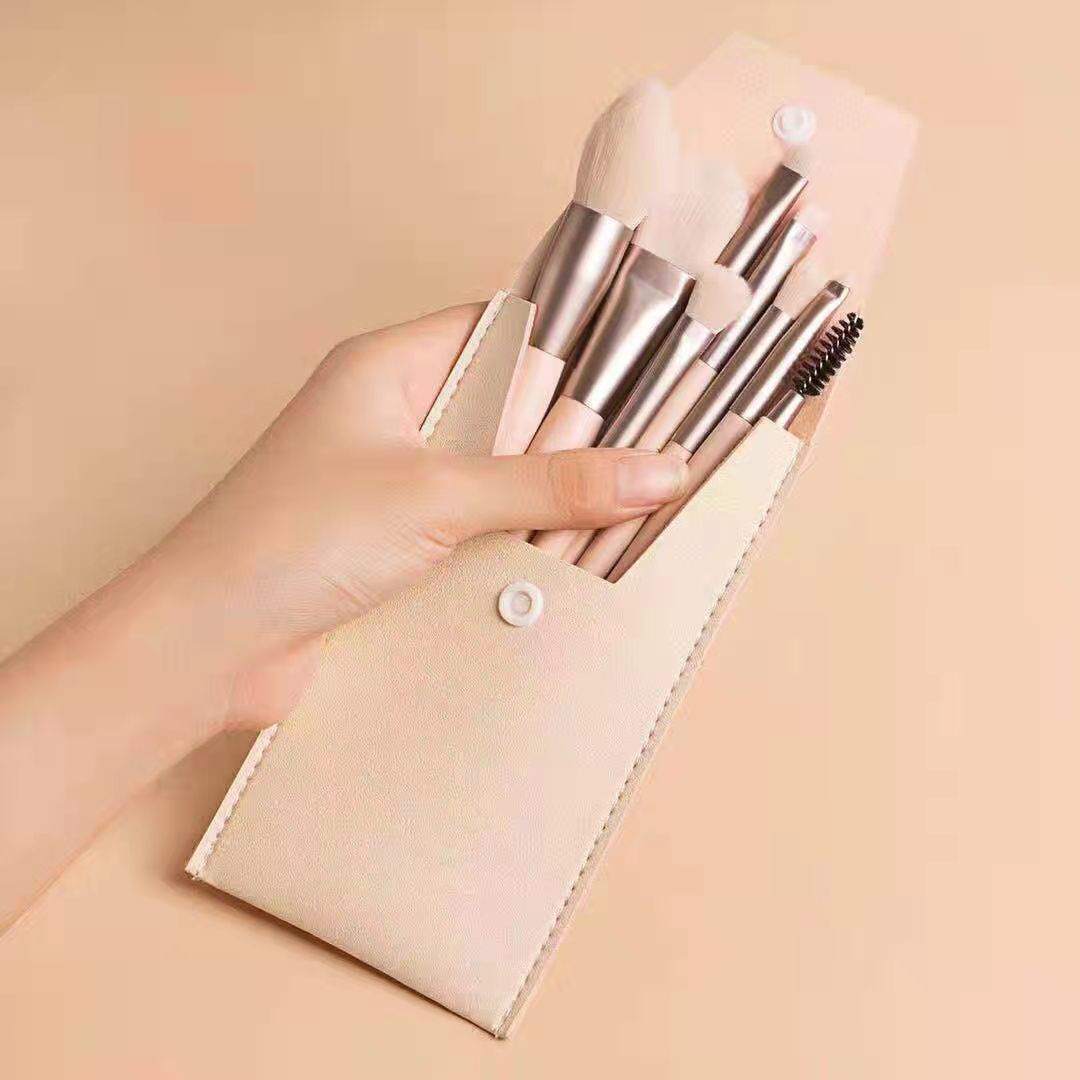 li jiaqi 8 pcs leather bag makeup brush suit eye shadow eyesh brush lip eye brush full set of tools for beginners