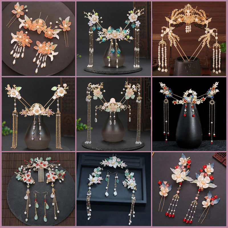 han chinese clothing accessories barrettes suit super fairy girl tassel hairpin hair comb archaistic headdress step shake hair clip ancient costume decoration