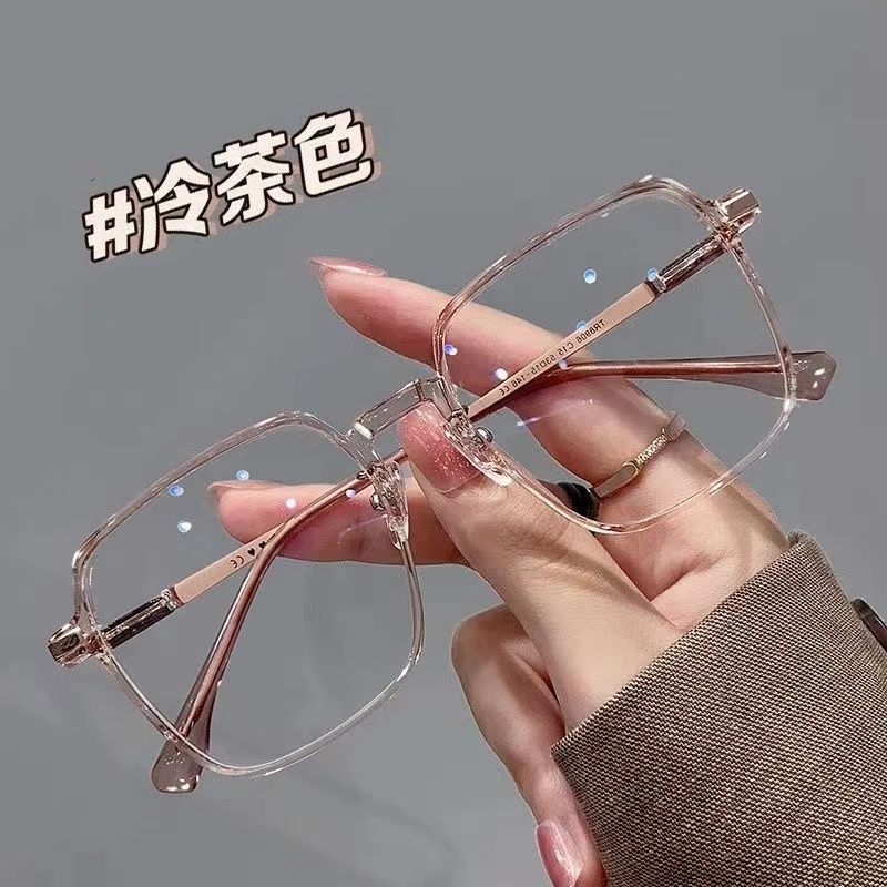 cold brown myopia glasses women have degrees anti-blue ray plain glasses plain face ins good-looking big frame show face small tide