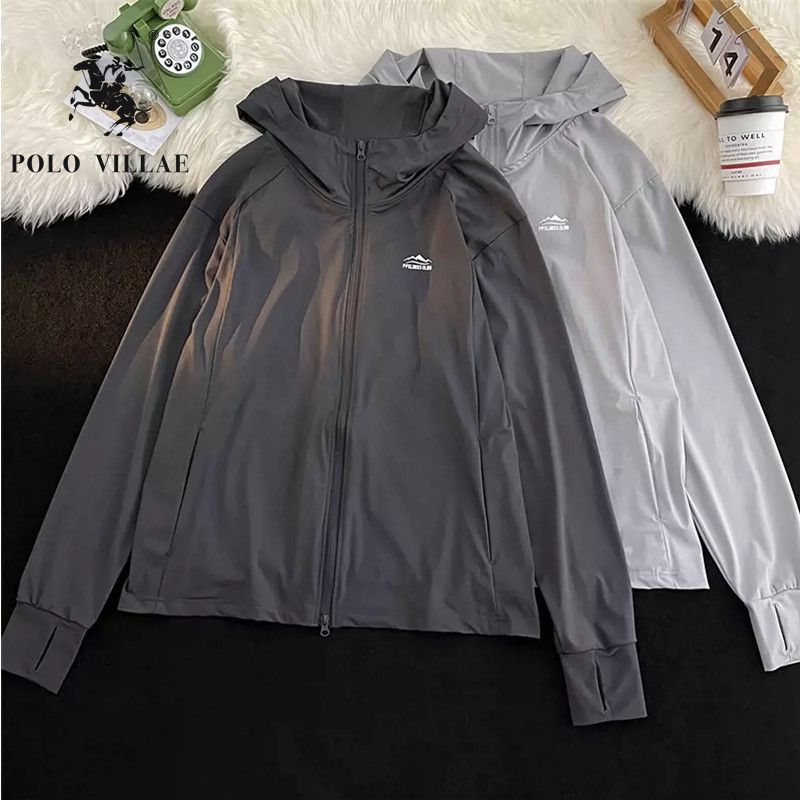 ice silk cool sun protection clothing coat boys all-matching new relaxed-fit hoodie top summer thin couple jacket