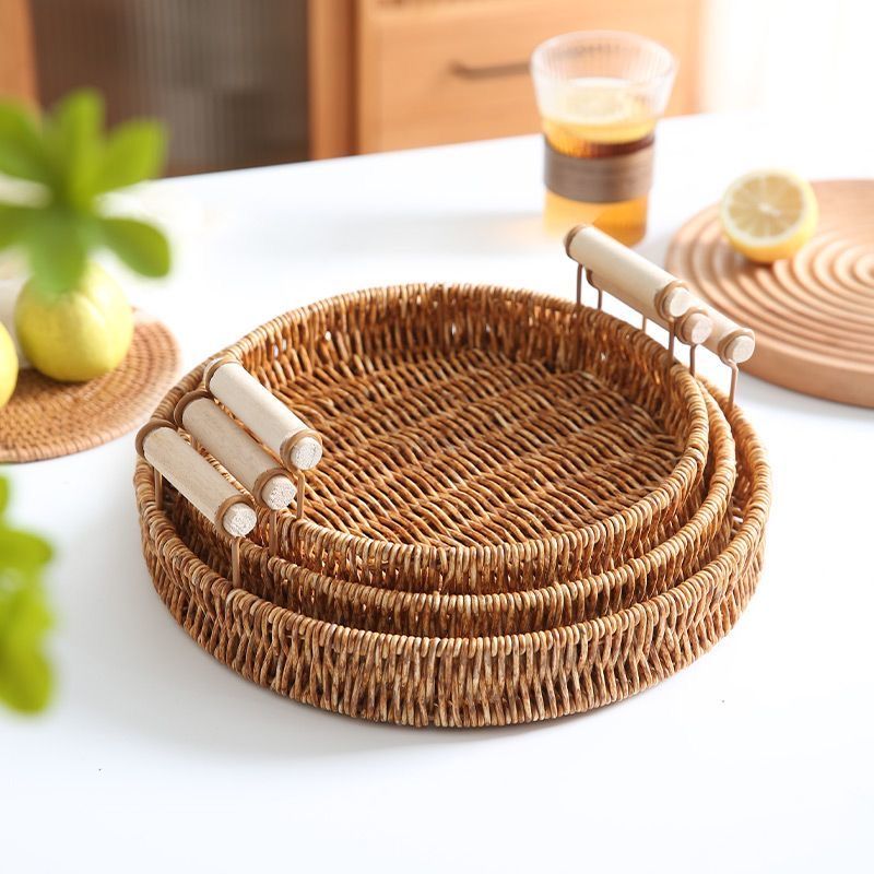 snack decoration plate storage dessert dessert fruit plate cake rattan tray household living room bread fruit basket dried fruit tray