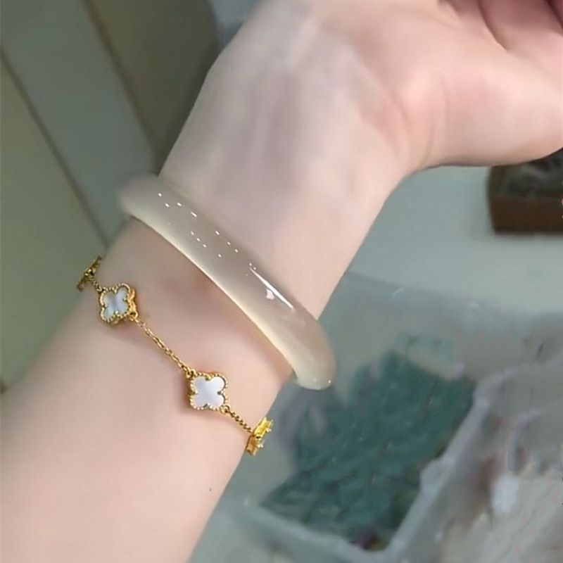 natural champagne golden agate bracelet ice transparent chalcedony bracelet female high ice white moonlight jade bracelet jade bracelet female