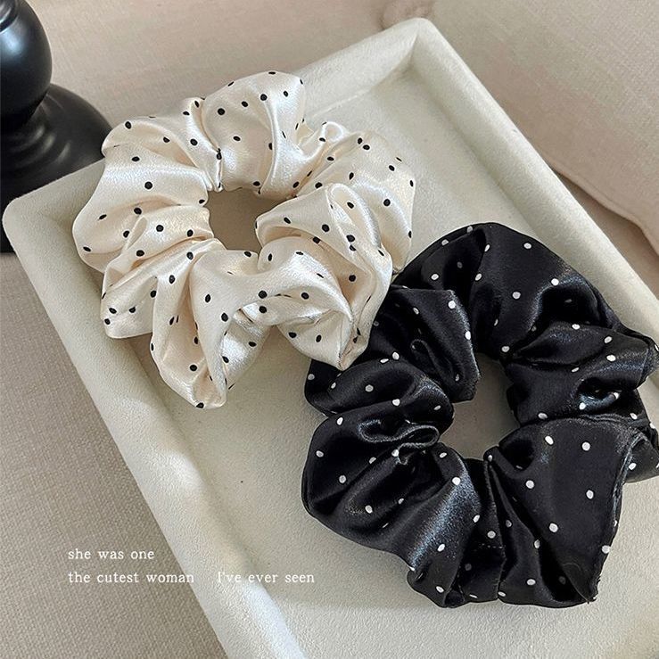 korean style polka dot large intestine hair band female 2024 new online influencer head string hair elastic band high sense hair rope hair accessories