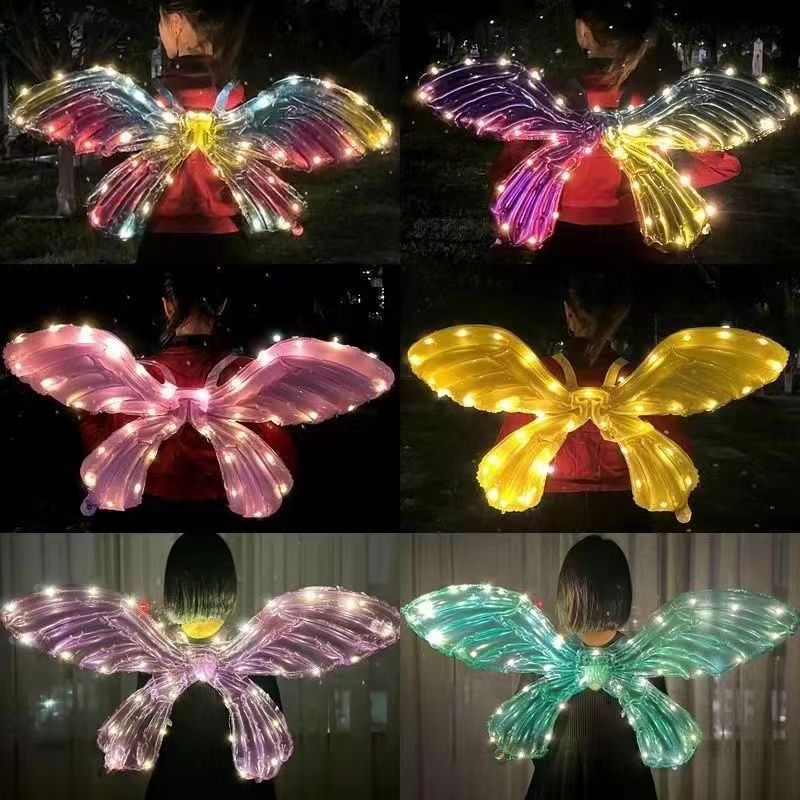 light-emitting butterfly wings back decoration children‘s toy gift children‘s balloon birthday party layout night market entrepreneurship stall