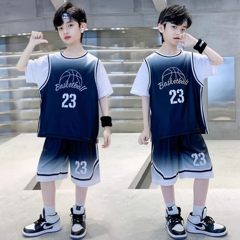 boys‘ summer suit 2024 new boyish look middle and big children ball uniform children‘s short sleeve breathable sports two-piece set