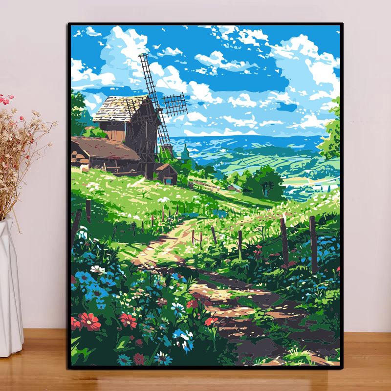 digital oil painting diy rose flower landscape hand painted oil painting handmade color filling acrylic painting simple decorative hanging painting