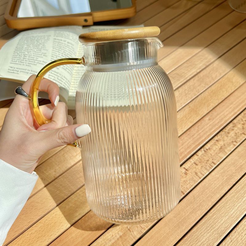 household light luxury cold water bottle water cup suit high temperature resistant vertical pattern water pitcher living room teapot cool boiled water jug