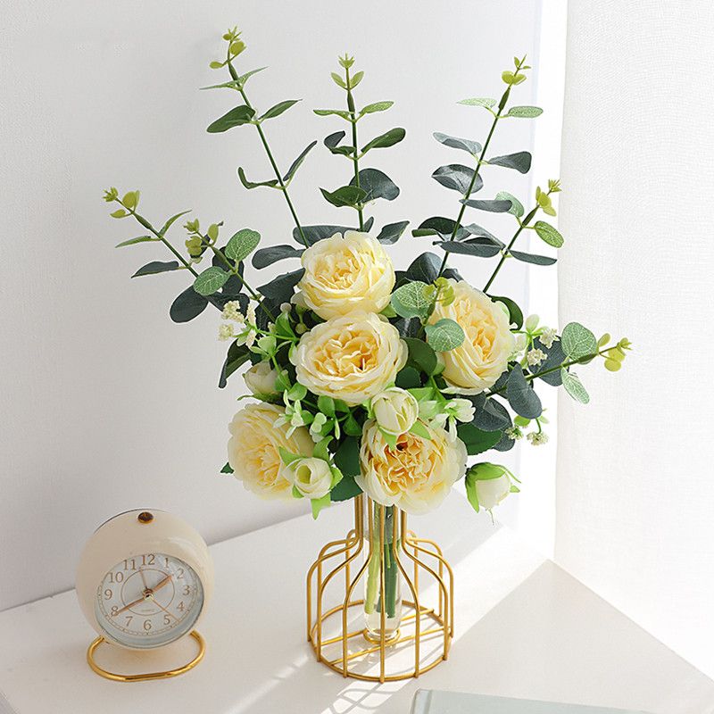 ins peony artificial flower artificial flower living room display flower eucalyptus decorative flower table vase decoration photo props