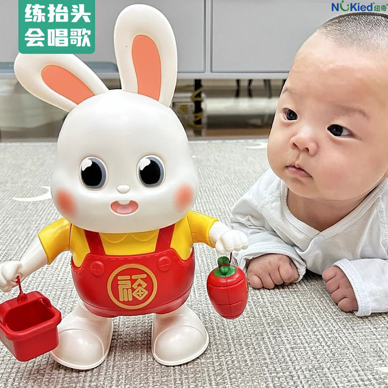 electric dancing rabbit baby toy little baby fu rabbit head training children puzzle gift tiktok same style