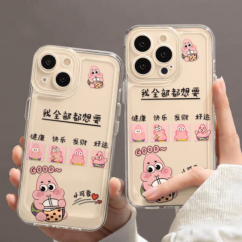 lucky text paida star for 15 mobile phone shell for iphone transparent cartoon iphone14 all-inclusive 13 drop-resistant soft case