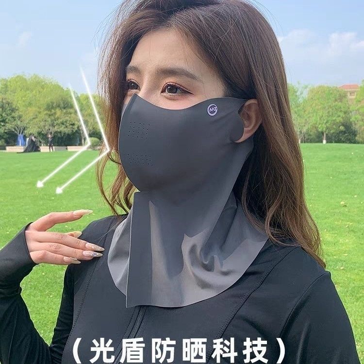 upf sun protection mask neck protection uv protection female facekini driving ice silk breathable professional summer full face mask