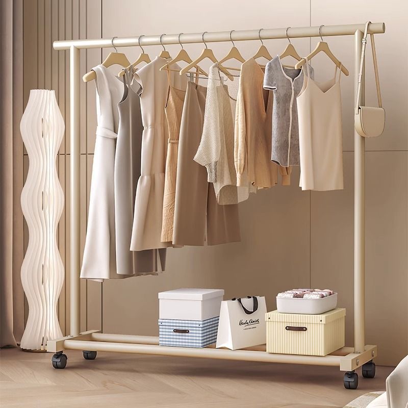 coat rack clothes hanger floor household bedroom mobile cream balcony clothes simple dormitory clothes rack vertical