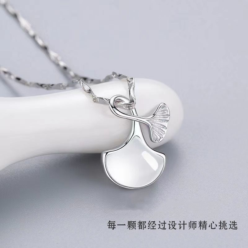 925 silver new sansheng apricot clavicle chain female light luxury temperament simple niche high sense valentine‘s day gift for girlfriend