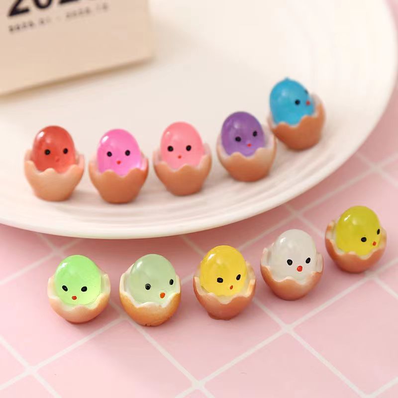 cute cartoon egg shell luminous chicken cute gadget creative diy resin accessories children‘s super cute toys