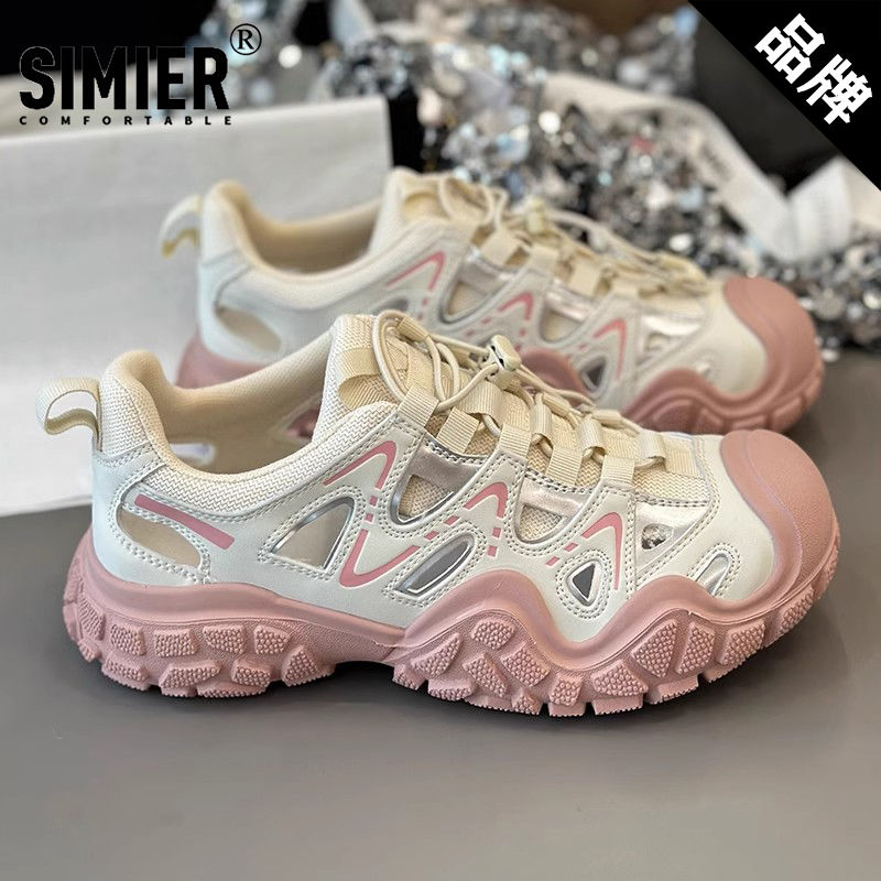 wht same fashion outdoor hollow out dad shoes female 2024 summer new ugly-cute shoes running sports climbing shoes