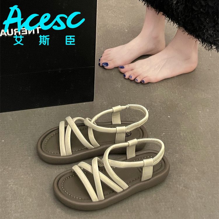 roman sandals women‘s outdoor wear 2024 summer new fashion comfortable matching skirt non-slip breathable soft bottom beach sandals