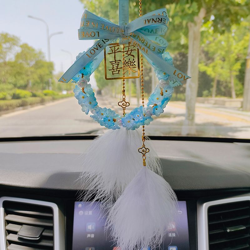 automobile hanging ornament goddess style ornaments inside car feather ping an xile car hanging fashion high-end car rearview mirror pendant