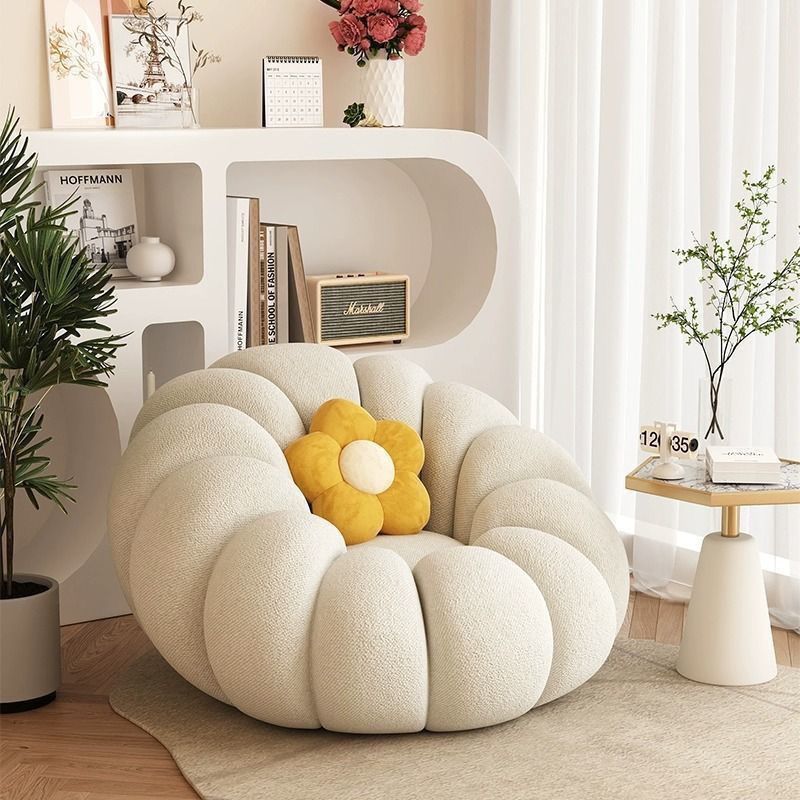 lazy sofa pumpkin chair single cream wind sleeping small apartment bedroom small sofa balcony leisure chair